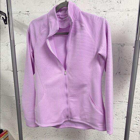 Adidas Lavender Ribbed Full Zip Up Jacket Lightweight - BRAND NEW - Size Medium - Picture 1 of 3